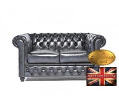 Chesterfield sofa antyczny niebieski