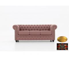 Chesterfield sofa 3 os Pitch z materialu roz