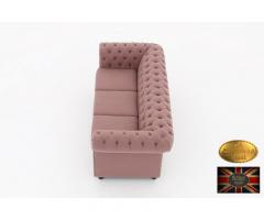 Chesterfield sofa 3 os Pitch z materialu roz